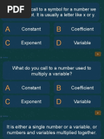 A B C D: Constant Coefficient Exponent Variable