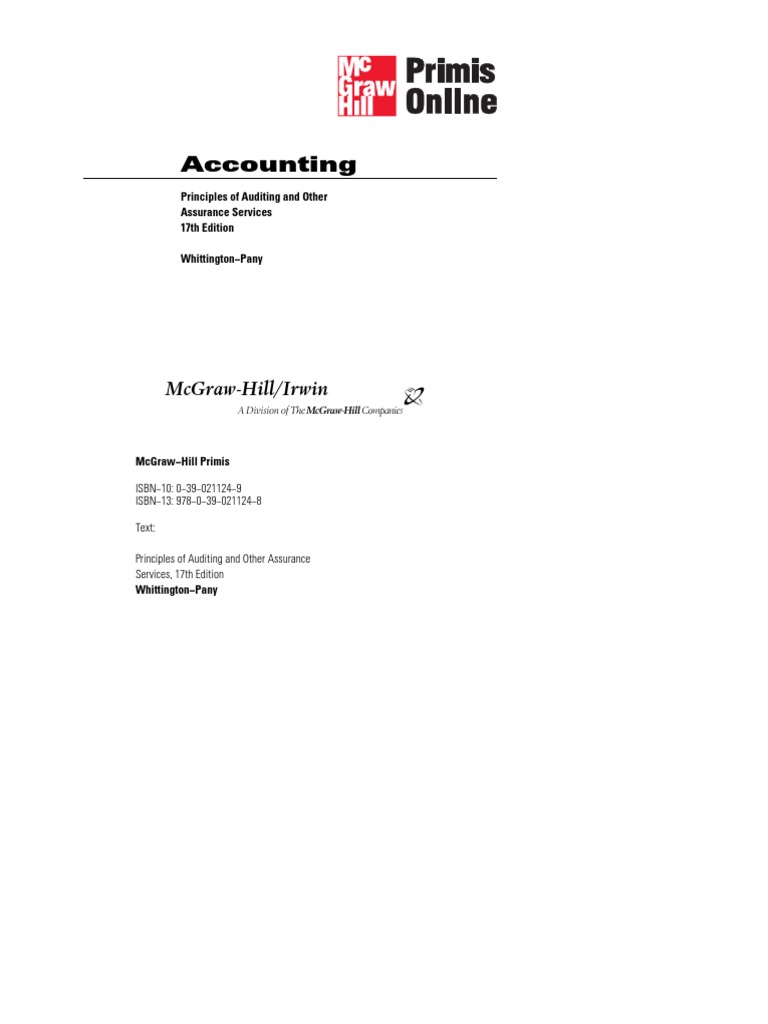 Whittington-Pany Principles of Auditing and Oth PDF | PDF