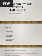 Probability and Statistics MATH-361 (3-0) : Instructor: Sophia Siddique