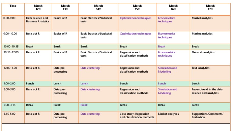 March Data Science Workshop Schedule | PDF