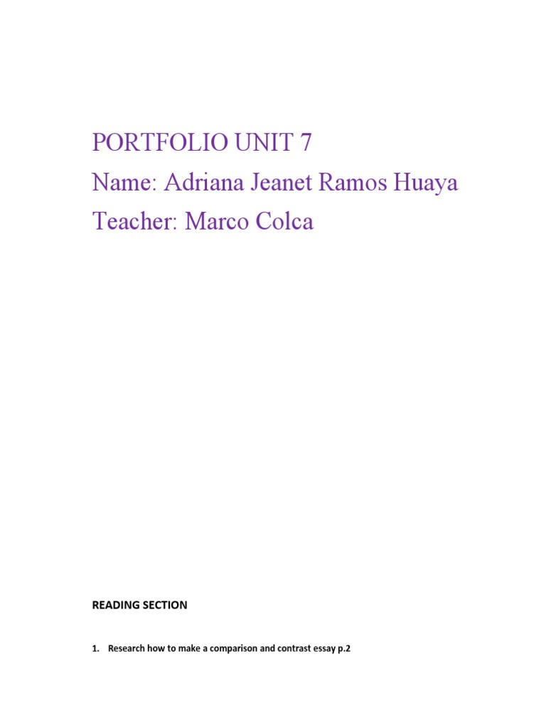 Portfolio Unit 7 Arw3 | PDF | Essays | College