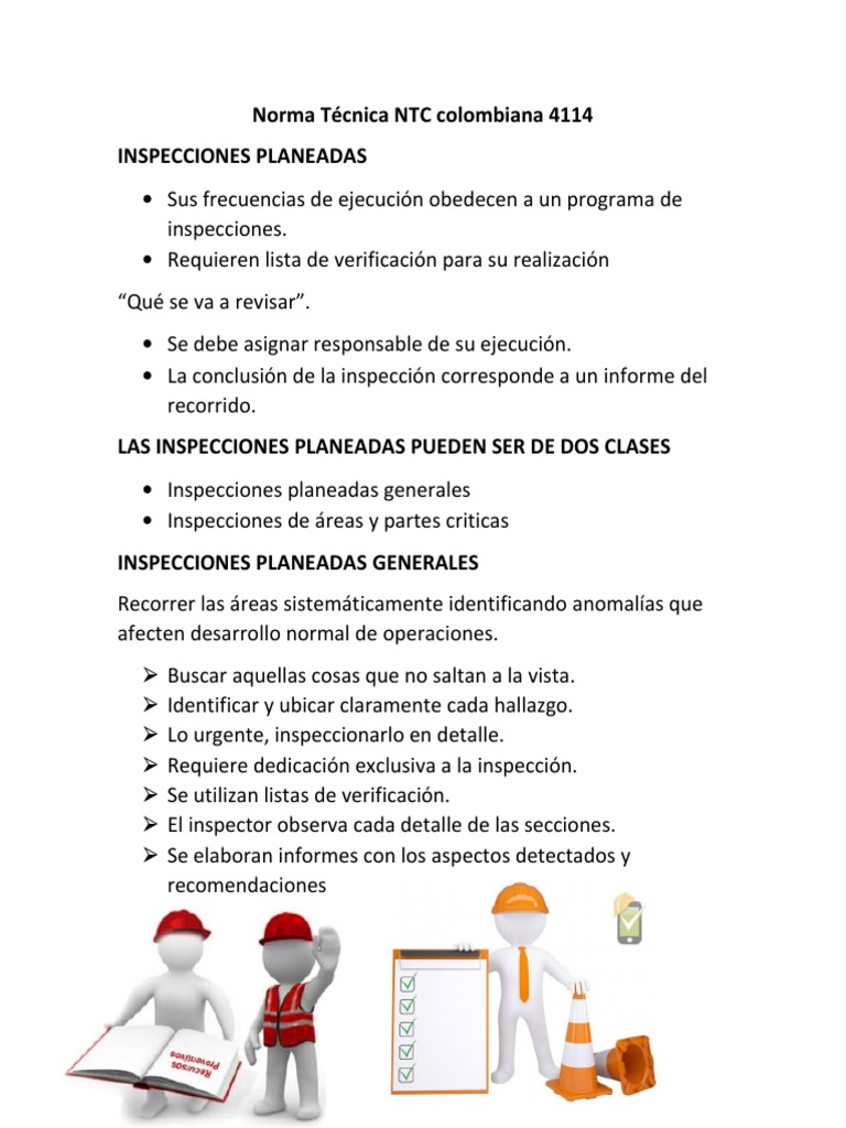 Inspecciones Planeadas NTC 4114 | PDF | Seguridad y salud ocupacional ...