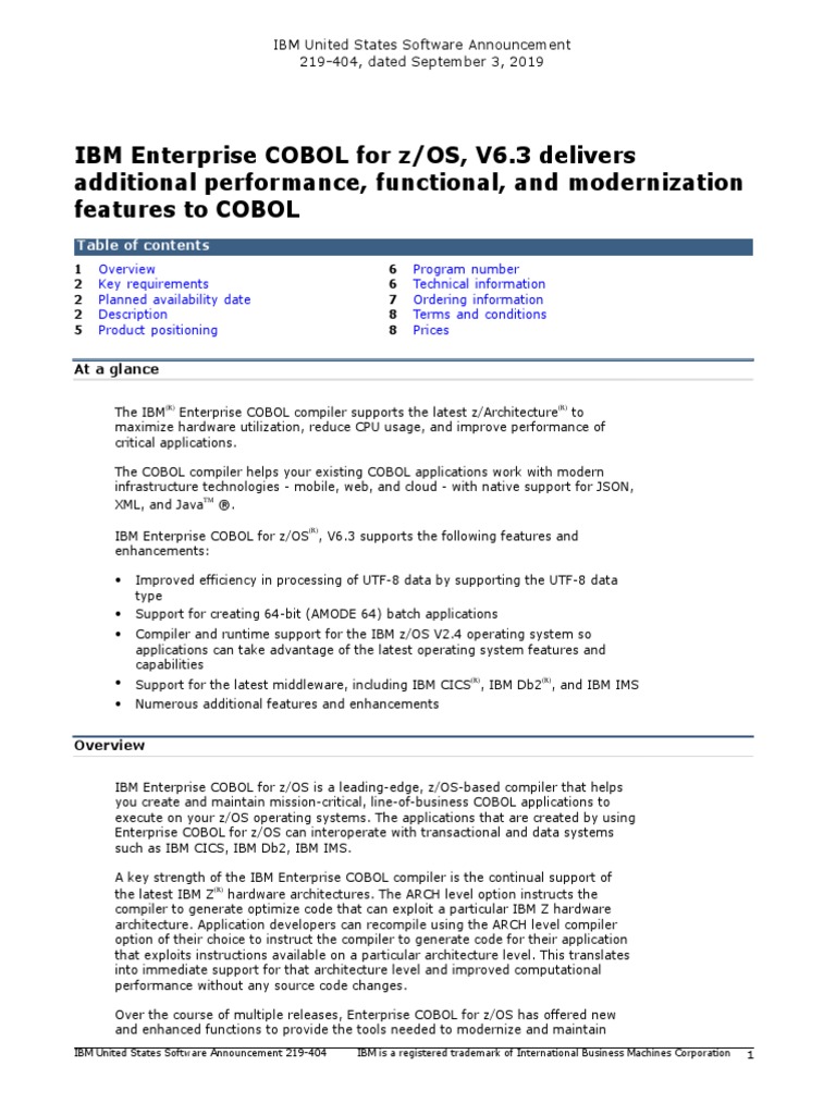 IBM Enterprise COBOL For z/OS, V6.3 Delivers Additional Performance