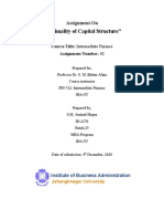 "Optimality of Capital Structure": Assignment On