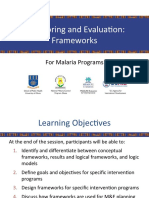 Monitoring and Evaluation: Frameworks: For Malaria Programs