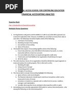 Financial Accounting and Analysis - Question Bank