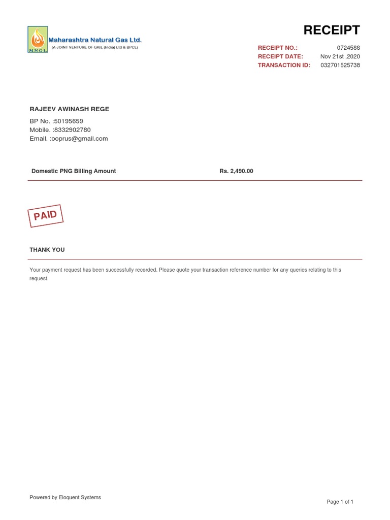 Utility Payment Confirmation | PDF