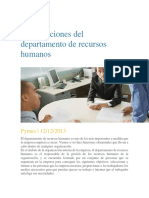 Diez Funciones Del Departamento de Recursos Humanos PDF