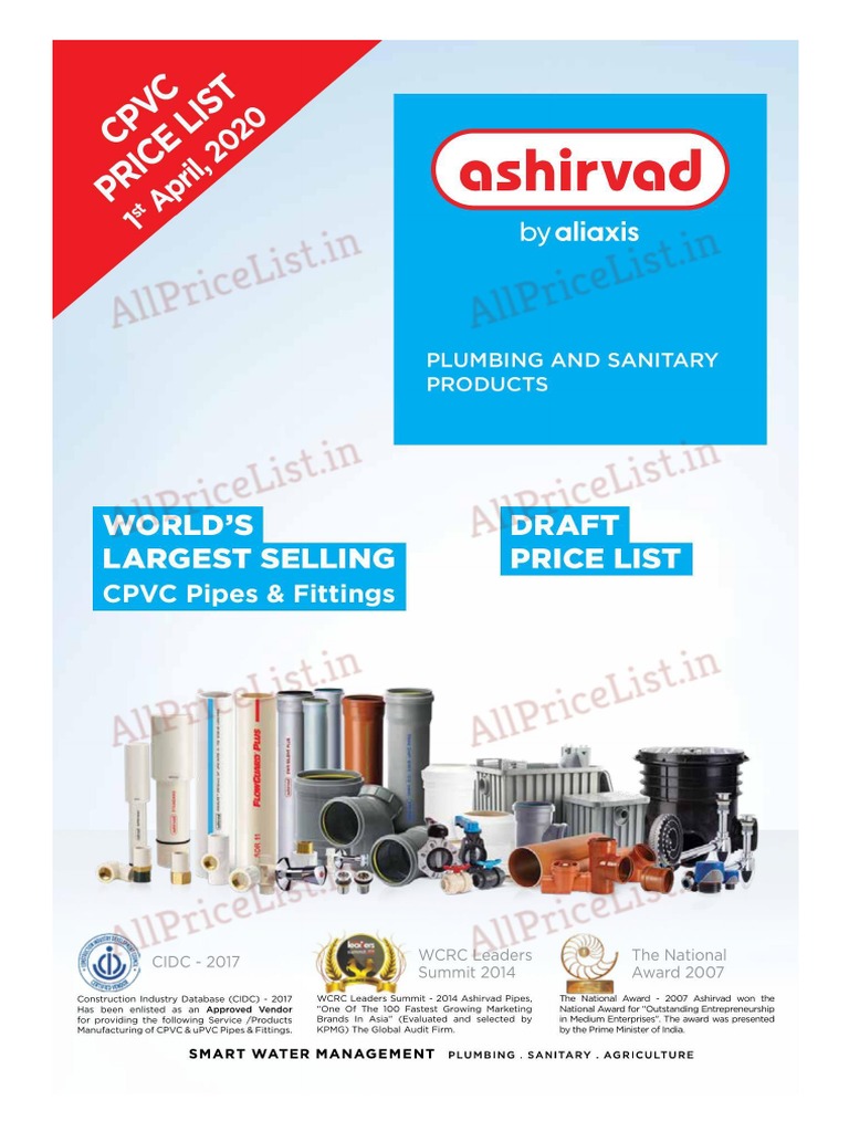 Ashirvad Price List 20200401 PDF PDF