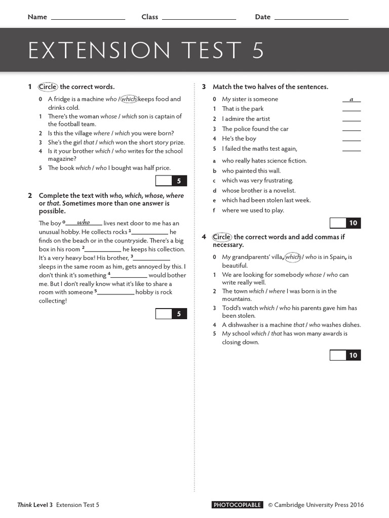 Unit 5 Extension Test PDF Books