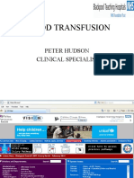 Blood Transfusion: Peter Hudson Clinical Specialist