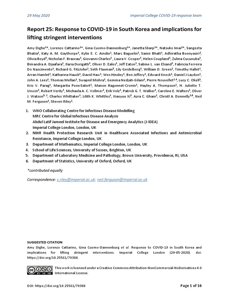Response To COVID-19 in South Korea - N - Ferguson - Et - Al - 29 - May ...