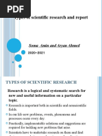 Types of Scientific Research and Report: Soma Amin and Aryan Ahmed 2020-2021