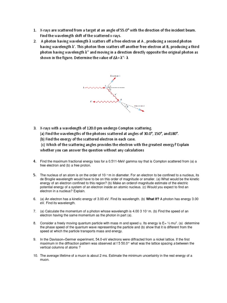 اجب حديثة Pdf Pdf Wavelength Electron