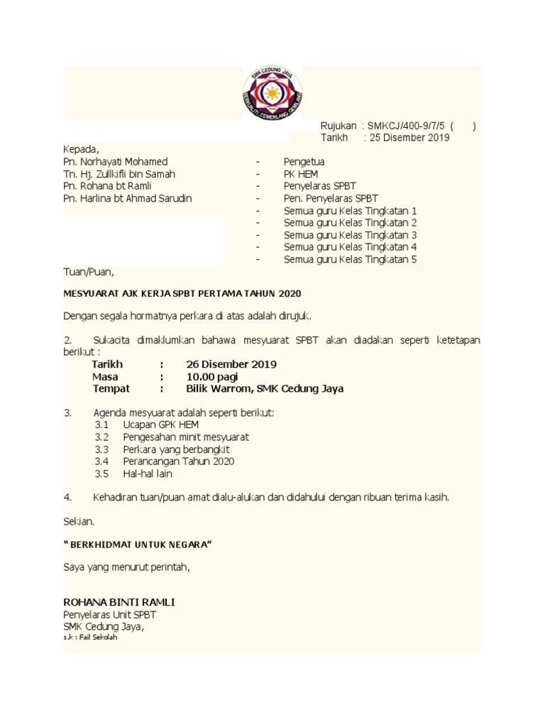 Minit Mesyuarat SPBT Bil 1 | PDF
