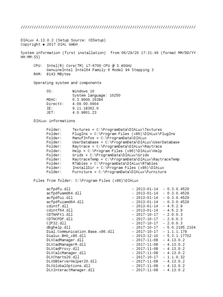 DIALux Setup Information | PDF | Graphical User Interfaces | Ibm Pc ...