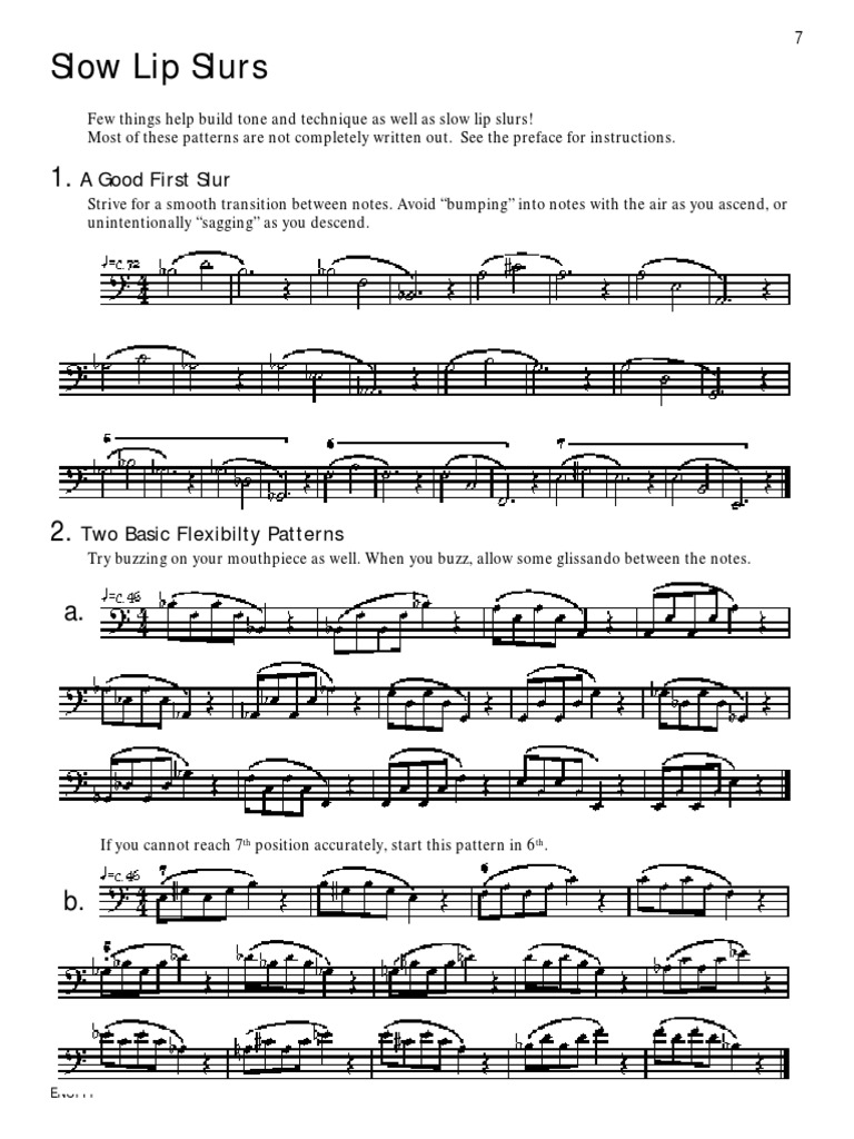 Slow Lip Slurs A Good First Slur PDF