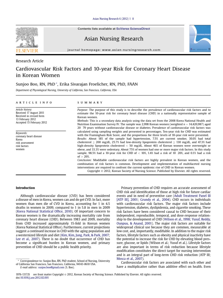 Cardiovascular Risk Factors and 10-Year Risk CHD | PDF | Coronary ...