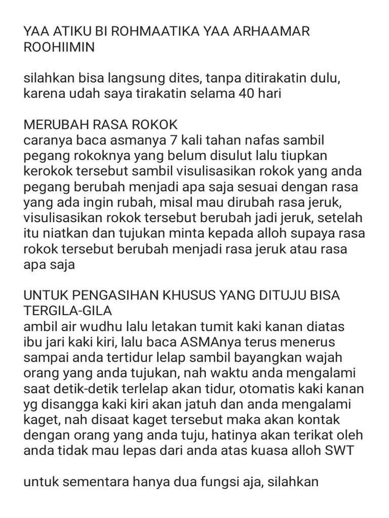 Doa Mengubah Rasa Rokok | PDF