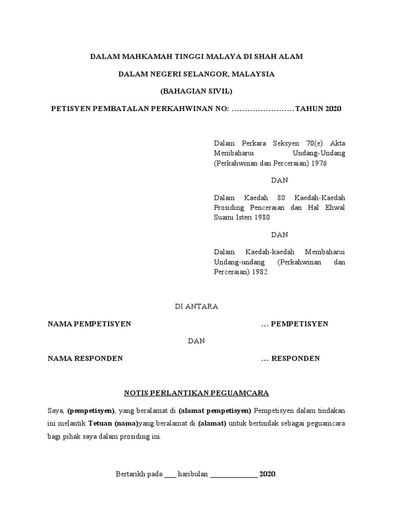 Notis Perlantikan Peguamcara Pdf