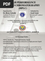 High Performance Liquid Chromatography (HPLC) : Dr. Renu Solanki Sunil Saini