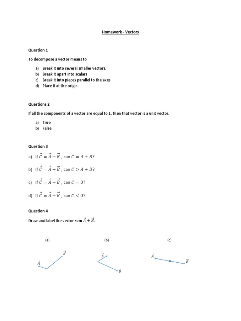 1 Vectors Homework | PDF | Euclidean Vector | Force