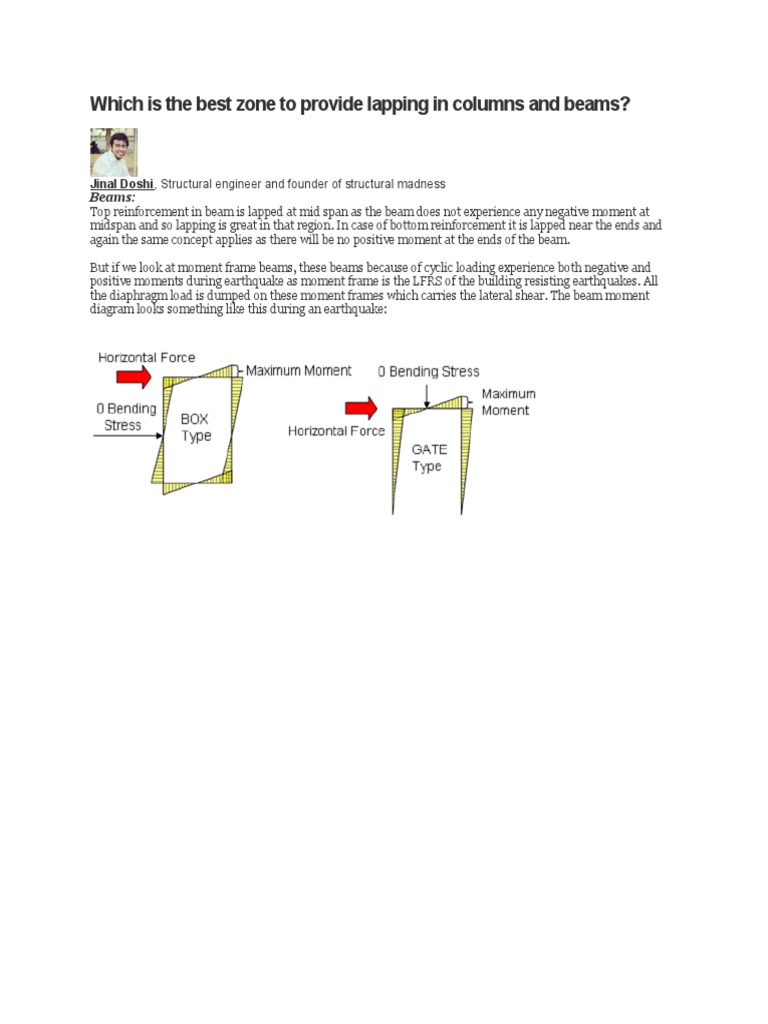 Beam and Column Lapping Guidelines | PDF | Beam (Structure) | Column