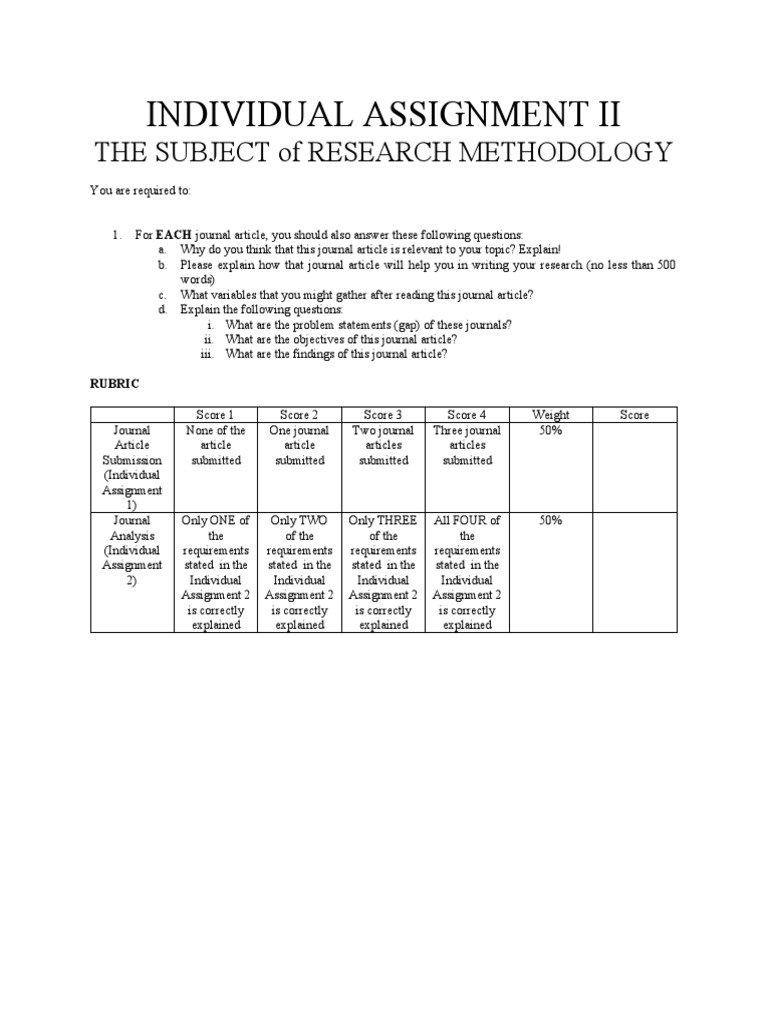 Template Individualassignment 2 RM | PDF