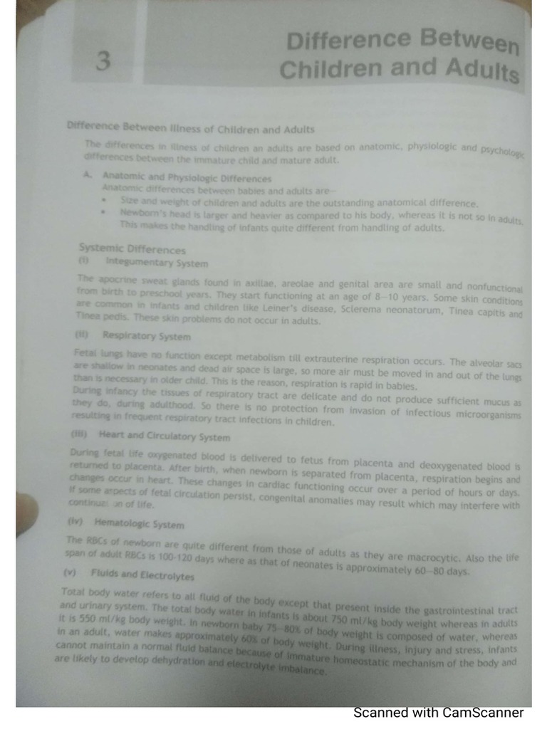 Difference Between Child and Adult PDF