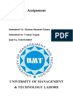 Assignment: University of Management & Technology Lahore
