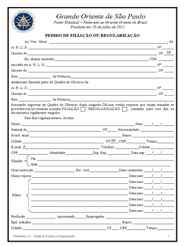 Pedido de Filiação Maçônica | PDF