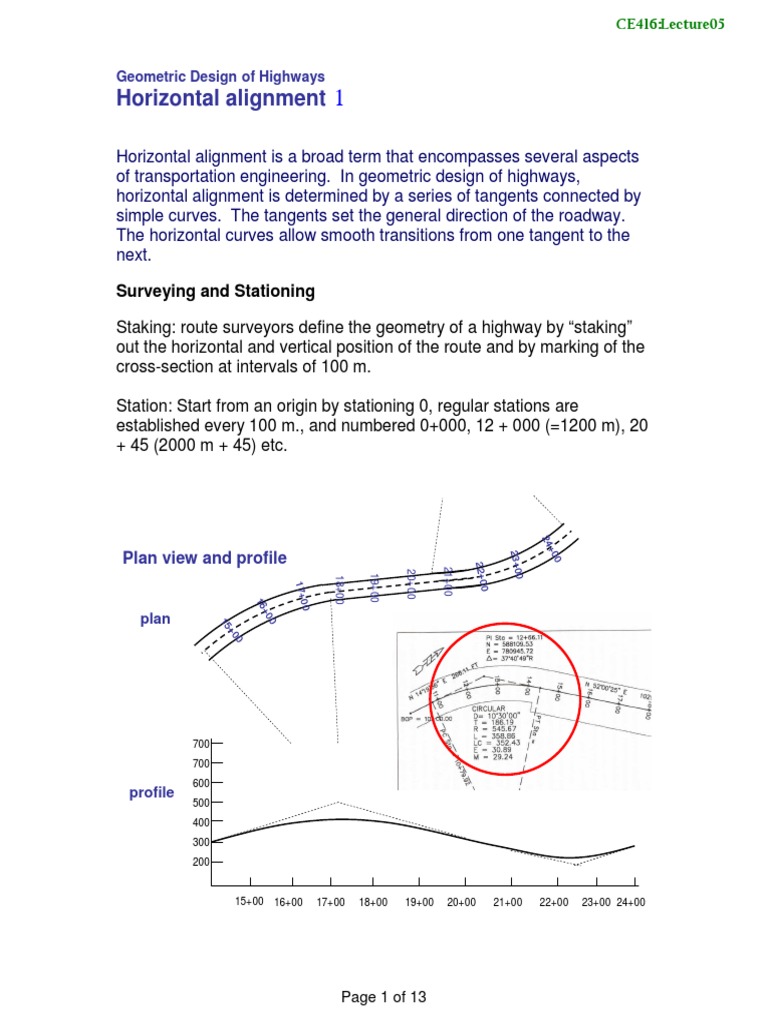 Horizontal Alignment: Surveying and Stationing | PDF | Lane | Geometry