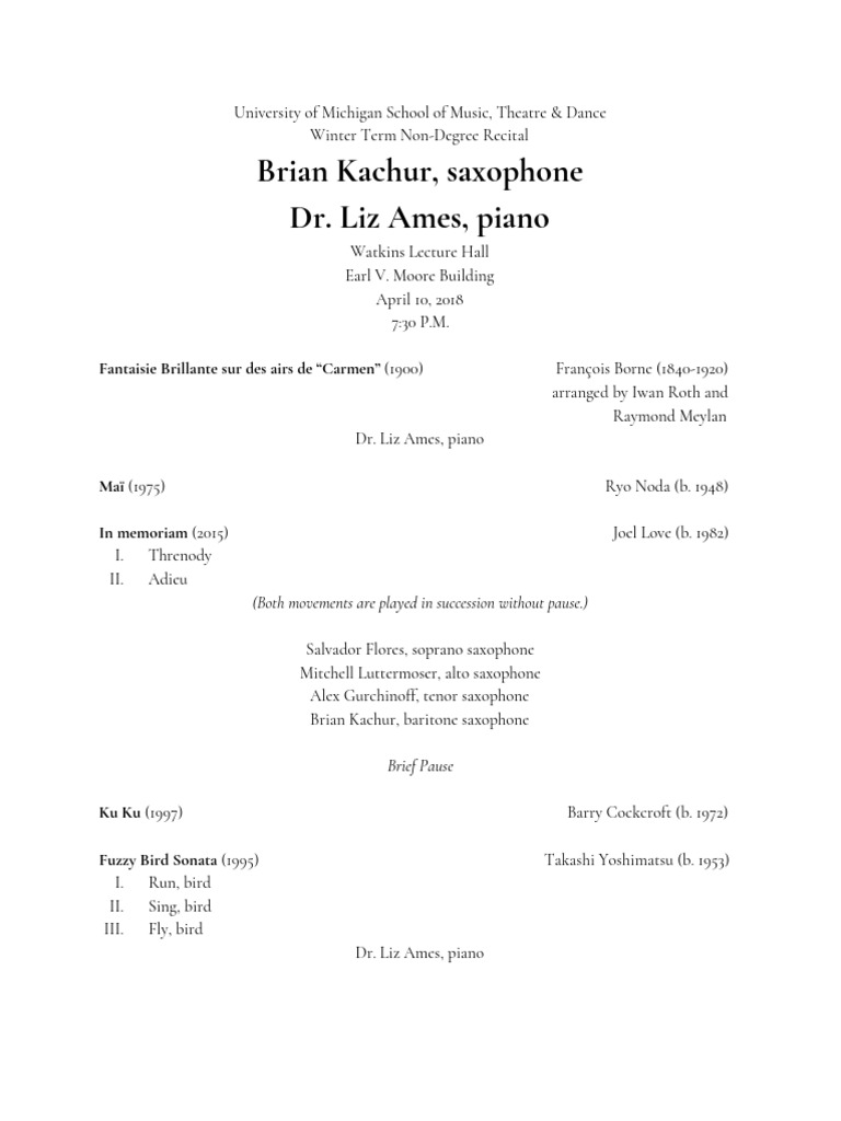 Freshman Recital Program | PDF