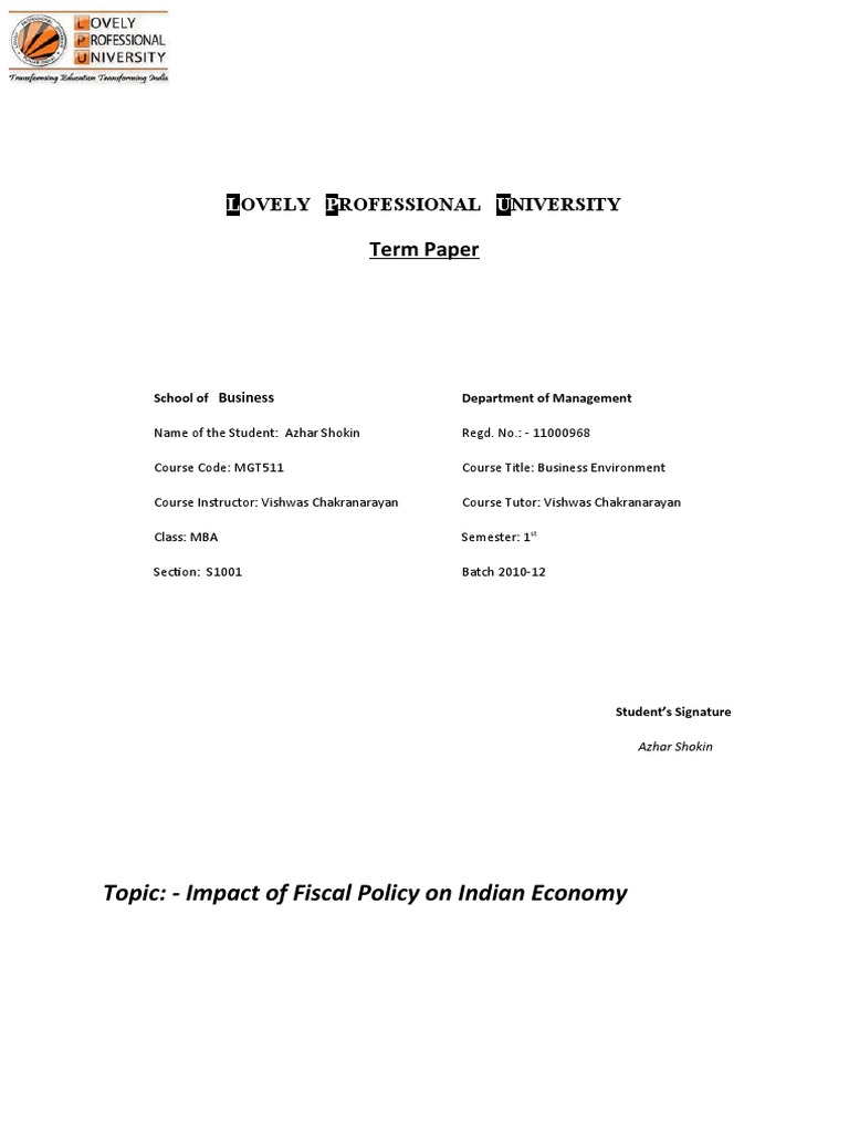 Impact of Fiscal Policy on India | PDF | Fiscal Policy | Economies