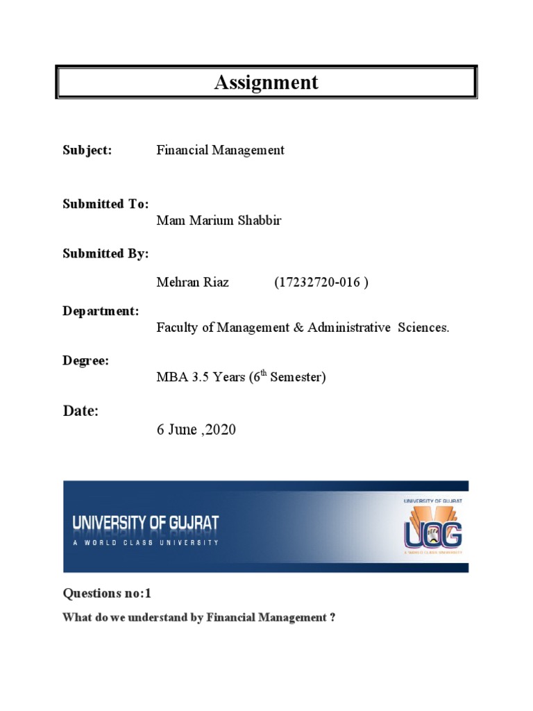 Assignment Financial Management | Download Free PDF | Loans | Debt