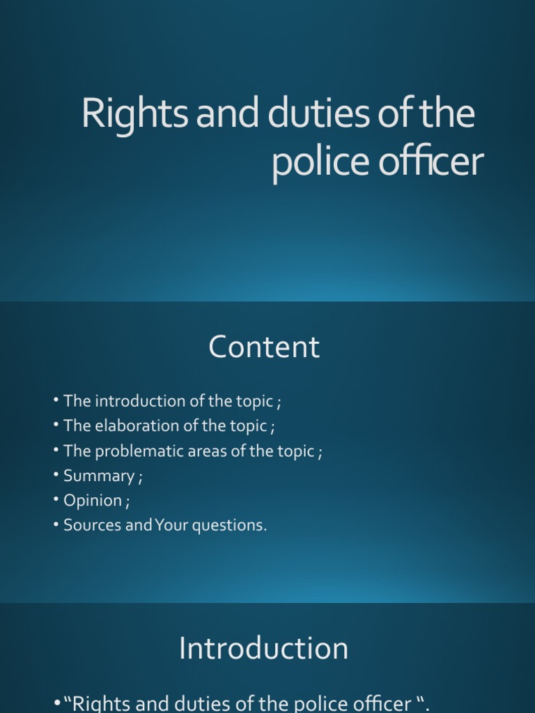 Rights and Duties of The Police Officer | PDF