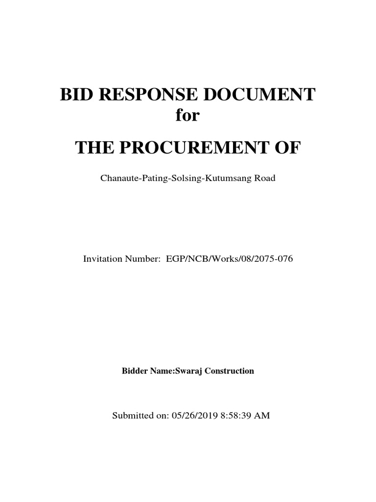 Bid Response for Chanaute-Pating Road | PDF | Economic Sectors | Business