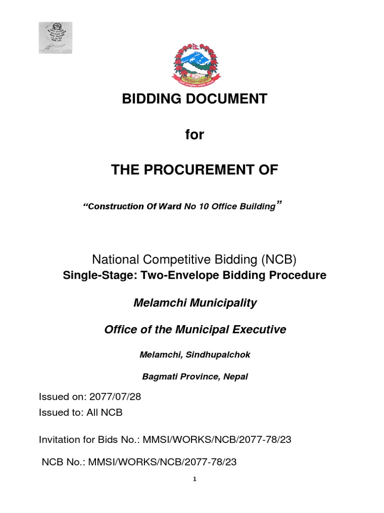 Bid Document PDF | PDF | Joint Venture | Procurement