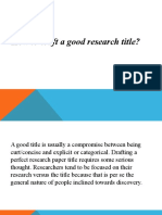 How To Craft A Good Research Title?