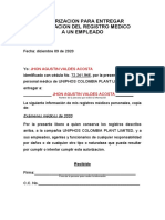 Autorizacion para Entregar Informacion Del Registro Medico - Jhon Valdes