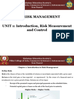 Sub: Risk Management UNIT 1: Introduction, Risk Measurement and Control