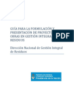GUÍA PARA LA FORMULACIÓN Y PRESENTACIÓN DE PROYECTOS DE OBRAS EN GESTIÓN INTEGRAL DE RESIDUOS - ARGENTINA