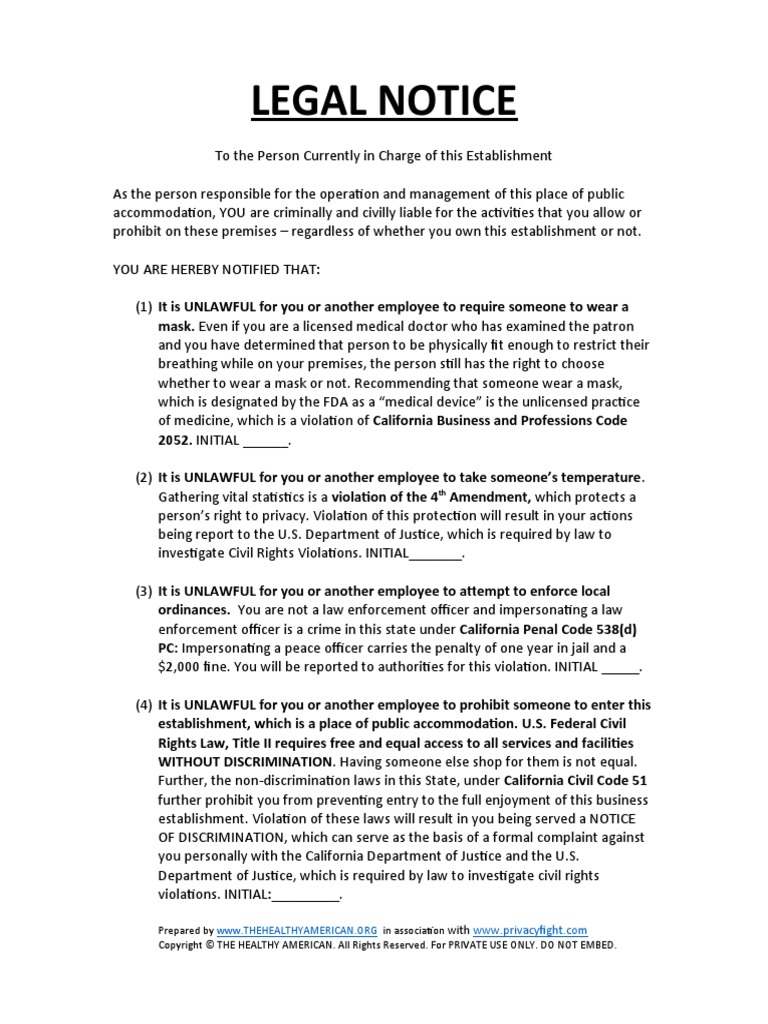 Legal Notice: Prepared by in Association | PDF | Arrest | Assault
