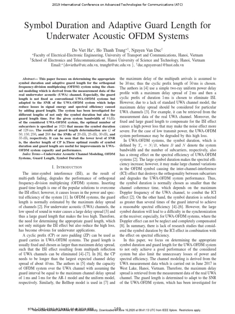 Guard Length ATC PDF Orthogonal Frequency Division Multiplexing
