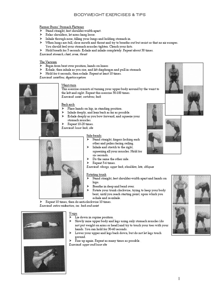 Bodyweight Exercises for Waist Toning | PDF | Anatomical Terms Of ...