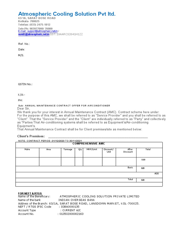 Atmospheric Cooling Solution PVT LTD. GST19AARCS2641H1ZZ PDF Air