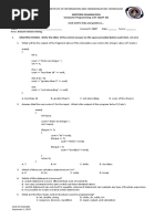 Midterm Examination Computer Programming 1 (IT 112/IT 31) : Seek GOD's Help and Guidance