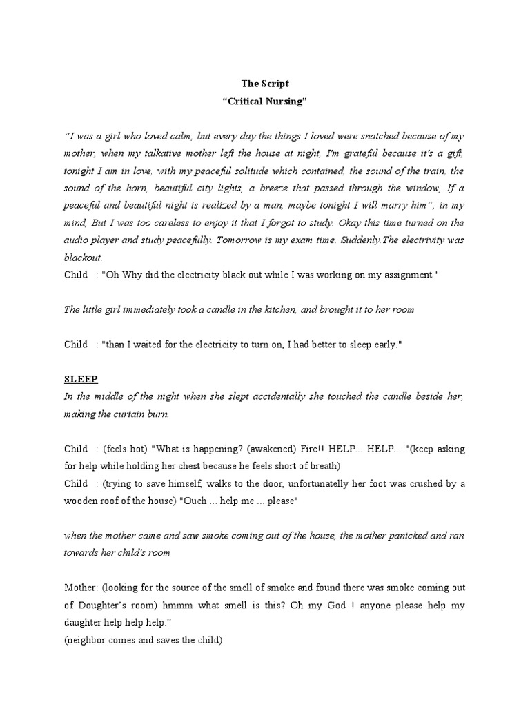 Critical Nursing Roleplay Script | PDF | Clinical Medicine | Hospital ...