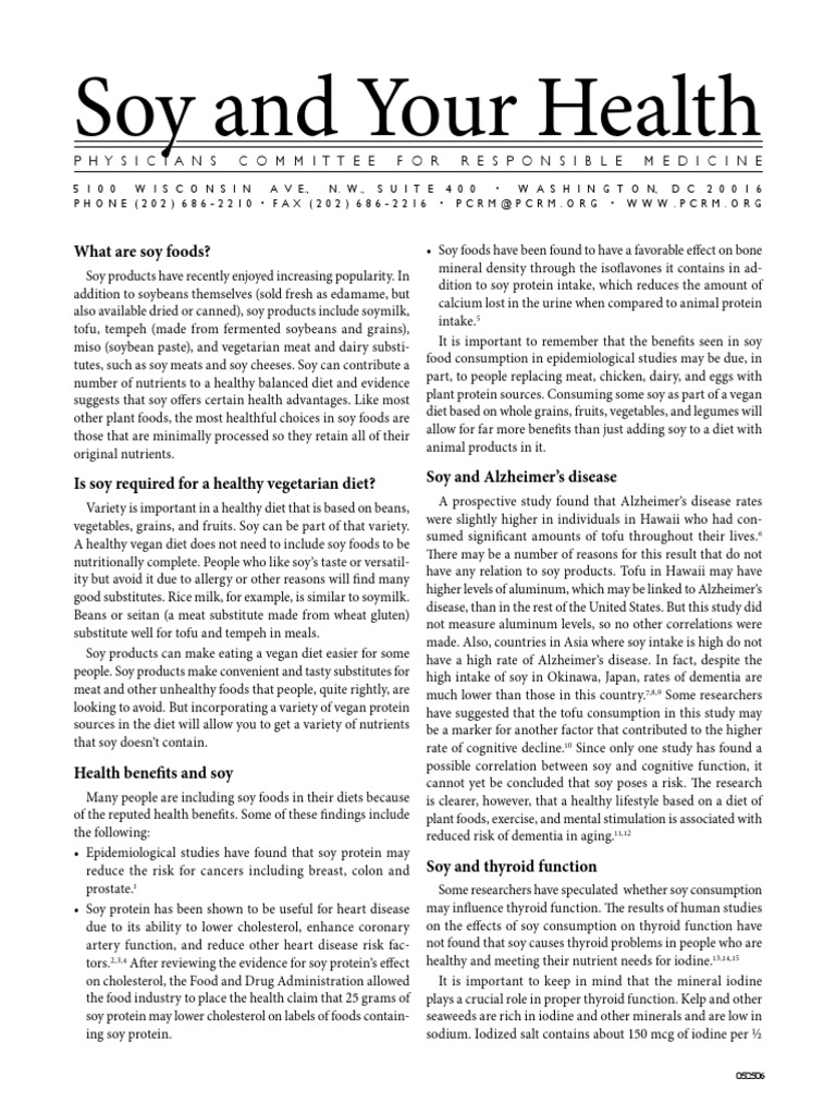 Soy and Your Health PDF PDF Soybean Veganism