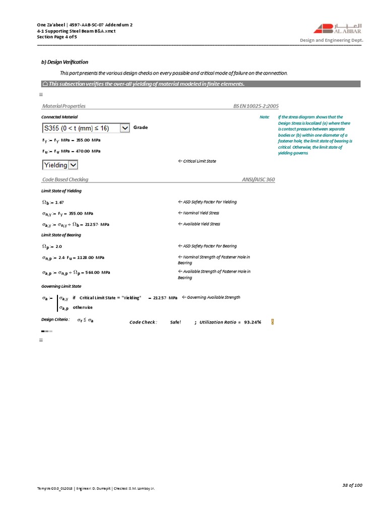 Steel Beam Design Verification Report | PDF | Strength Of Materials ...